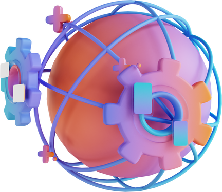 3D illustration global and gear web development